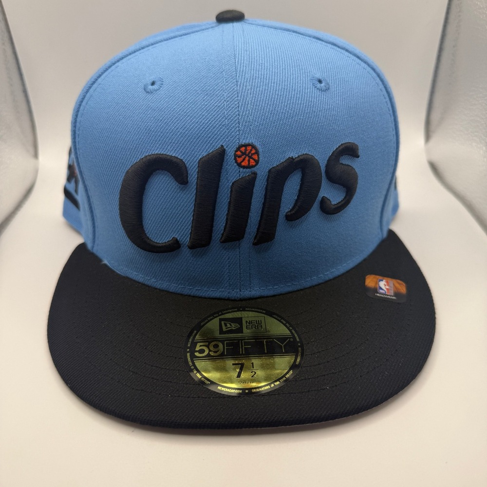 New Era 59FIFTY LA Clippers Hat Light Blue Black Fitted Cap Size 7‎ 1/2 NBA
